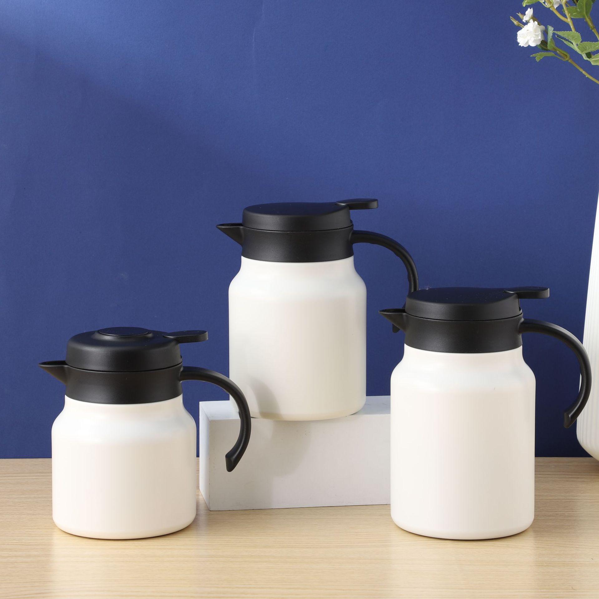 

Чайник Портативный чайник Большой емкости Изоляционный кофейник Домашний душный чайный чайник. 800ml белый