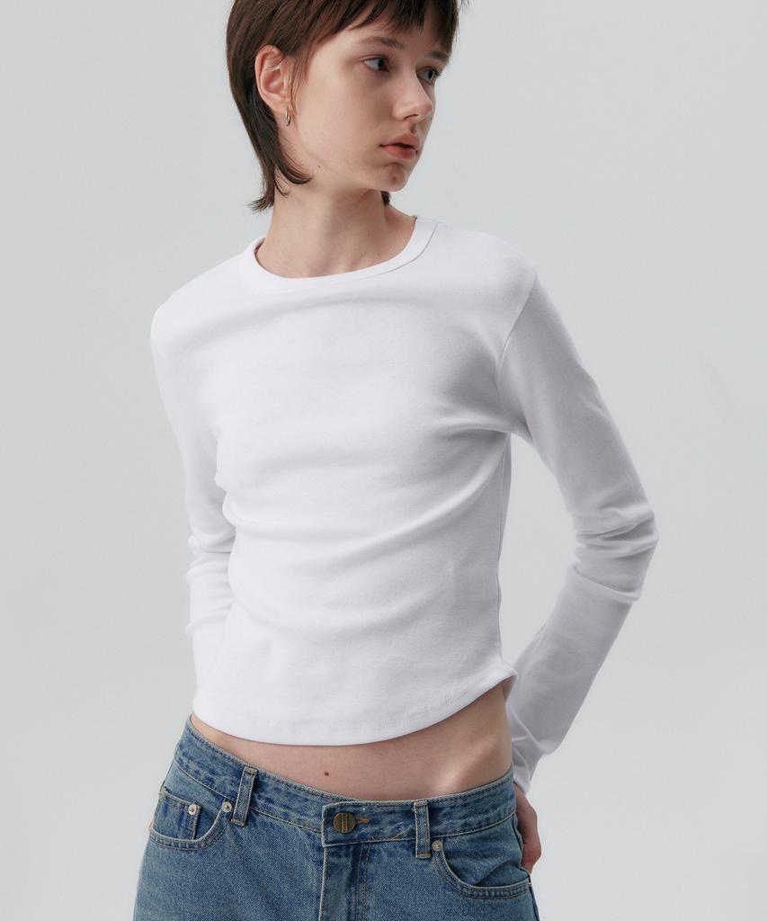 Kyuliti C 90S Line Basic Long Sleeve T-Shirt_White
