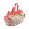 Used BVLGARI Logo Mania 2WAY Handbag Canvas Leather Beige Pink Used Women