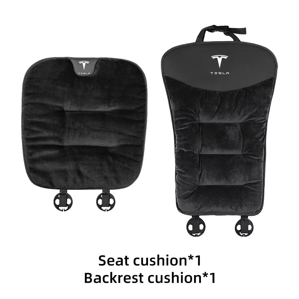 AMM1 Flannel Car Seat Cushion Cover For Tesla Model 3 S X Y Juniper Cybertruck Universal Winter Plush Seat Cushions Car Accessories