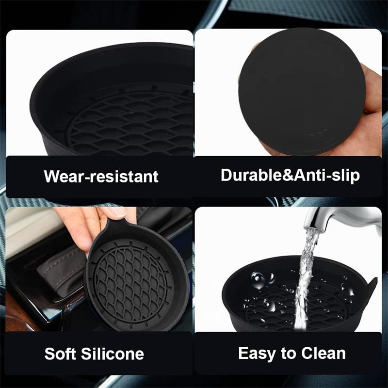 1/2pcs Silicone Non-slip Water Cup Pad Car Coaster Anti-skid Rubber Heat Resistance Cup Mat Auto Interior Accessories