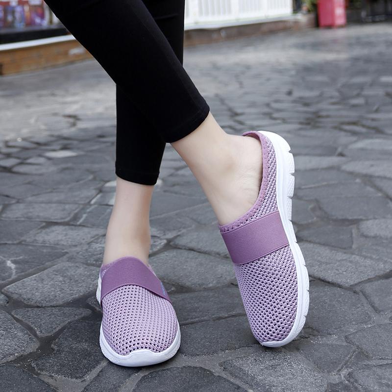 Women Slippers Casual Sandals  Backless Sneakers Summer Slip on Black Lightweight Orthopedic Shoes Large Size