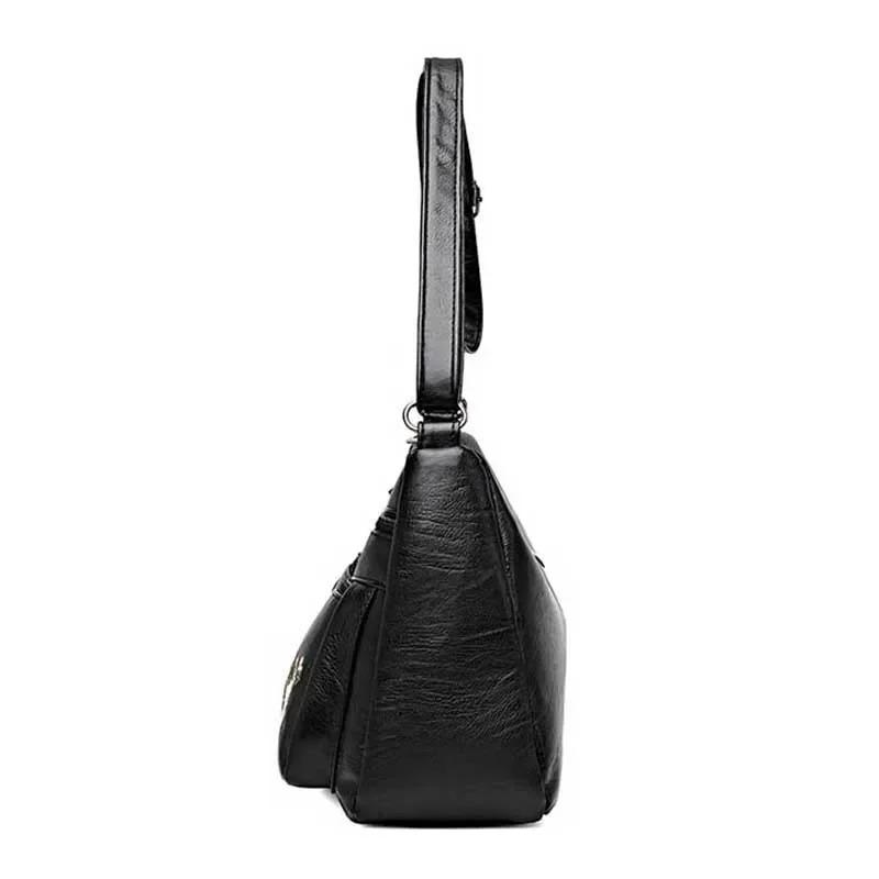 Fashion PU Leather Luxury Multi-pocket Handbags High Quality Women's Bag Flower Embroidery Design Ladies Crossbody Shoulder Bags