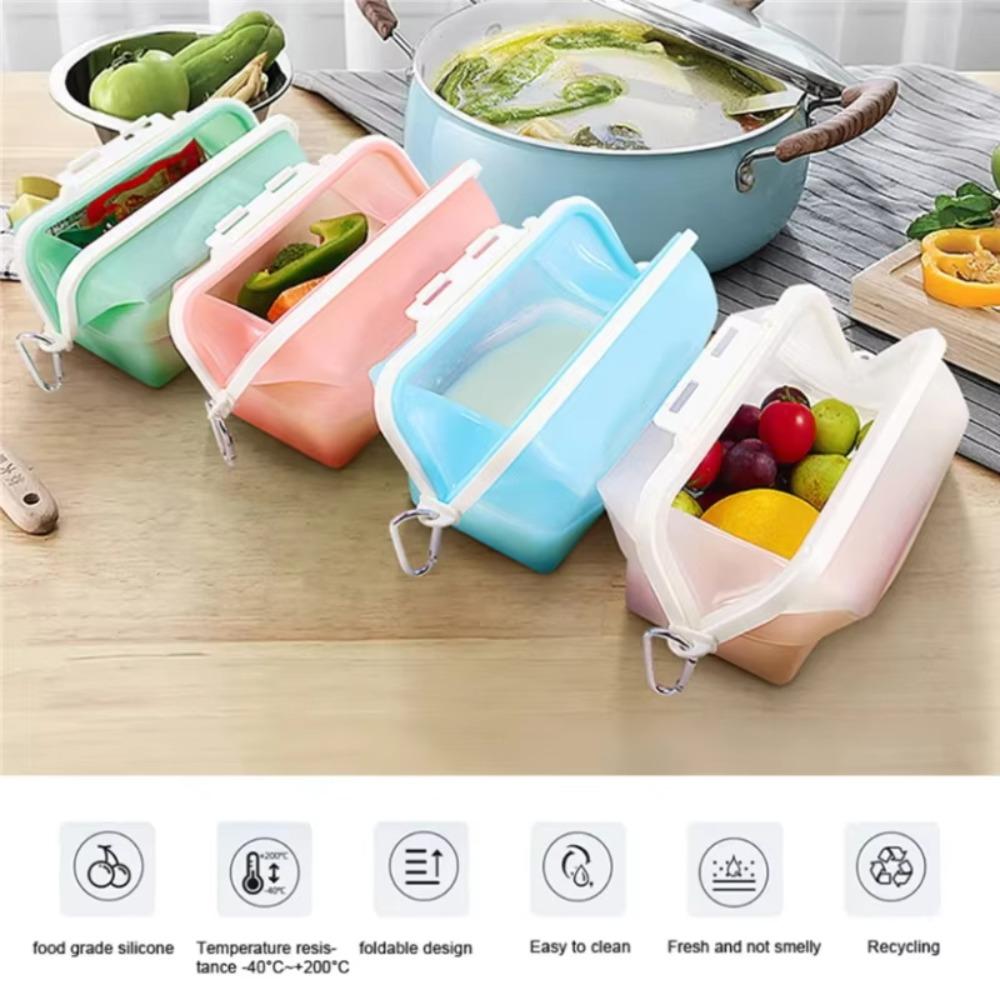 Foldable Food Storage Bags Silicone Shut Bag Food Grade Fresh Wrap Bag  Cooking