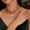 New Fashion Red Beaded Santa Claus Choker Necklace