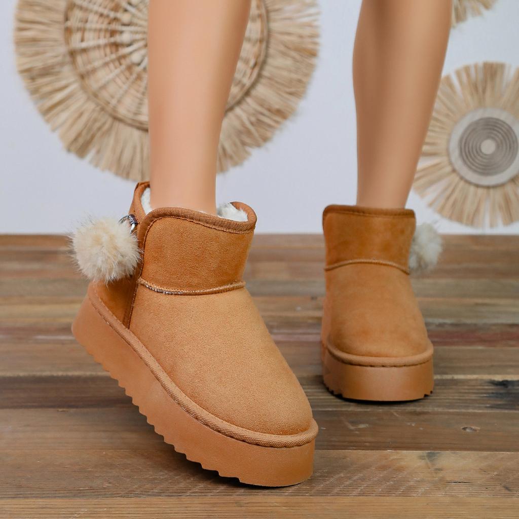 European and American Snow Boots Women's New Autumn and Winter Warm Bread Shoes One Pedal Piled Thickened Cotton Boots