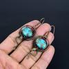 Arizona Turquoise 999 Copper Wire Wrapped Earrings, Handmade Gemstone Jewelry Earrings For Memorial Day