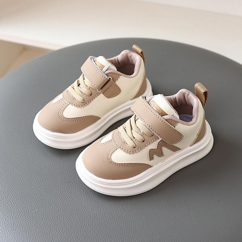 New Spring and Autumn Children's Leather Sneakers1-3Years Old2Boys' non-slip soft-soled casual sneakers, girls' German training shoes