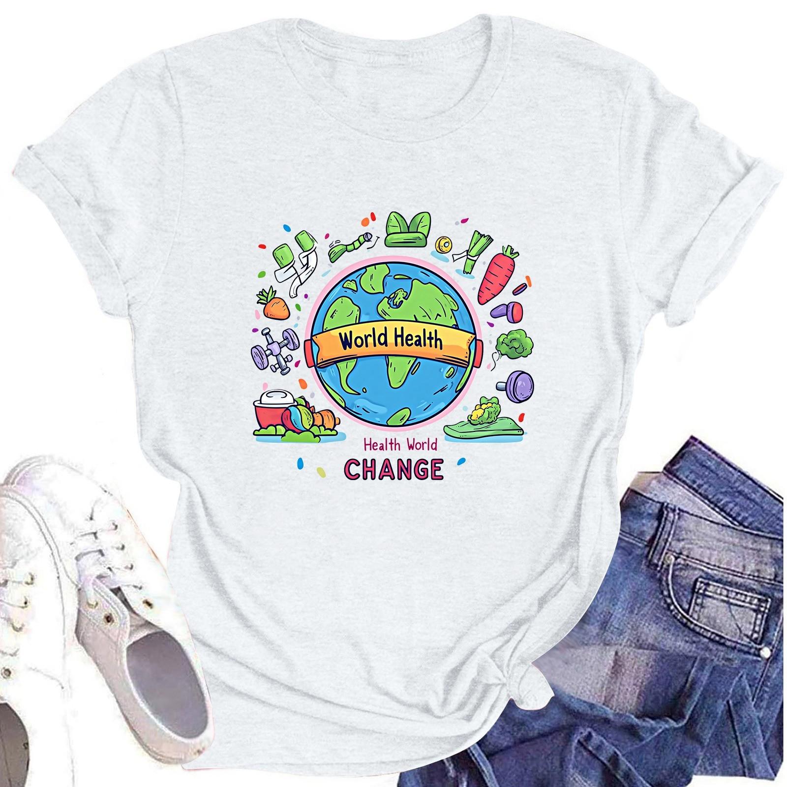 

Женская повседневная футболка с короткими рукавами и круглым вырезом с принтом и буквенным топом S белый