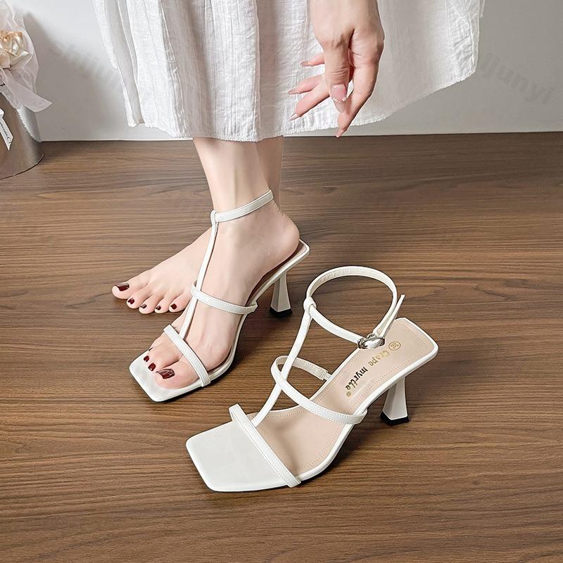 Fashion High-quality Women High Heels Sandals 2025 Summer Open Toe Square Toe Roman Shoes Elegant Dress Party Pumps Sandalias De Mujer