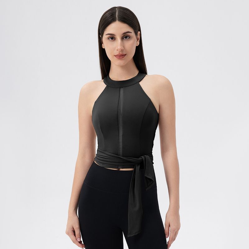 

Export New Yoga Vest with Chest Pad Lace up Slimming High Elastic Running Breathable Gym Sports Outerwear Tops Women Black XL