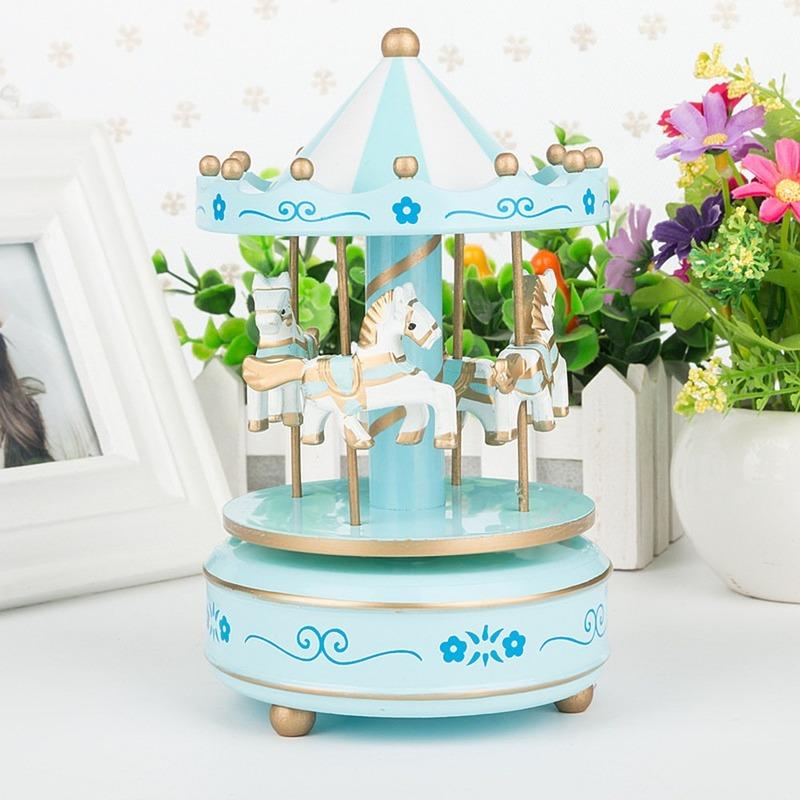 Merry-go-round Music Boxes  Music   Room Decoration Gifts Unisex Christmas Horse Carousel Box Home Decor WF916