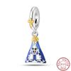 925 Silver Virgin Mary Deep Blue Golden Goddess Beautiful Blessing Charms Beads 3mm DIY Fine Jewelry Making