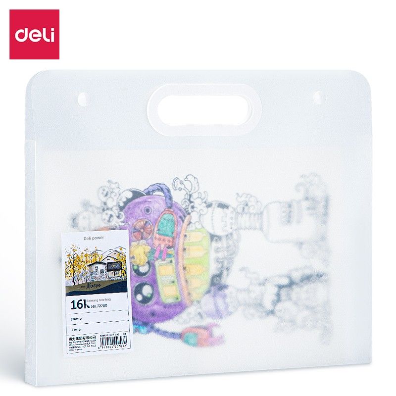 Deli 4k8k Sketch Material Art Drawing Handbag [Transparent White Drawing Bag] 16K Size / 1 Piece
