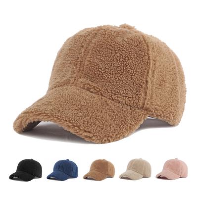 Sun Hat Women's Winter Plush Wool Baseball Cap Solid Color Cap