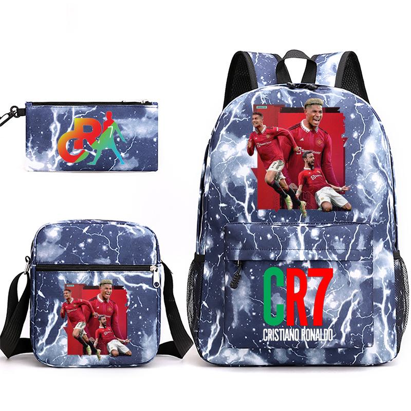 2023C Luo Surrounding Character Printed Backpack Three-piece Student School Bag + Shoulder Bag + Pencil Case Set