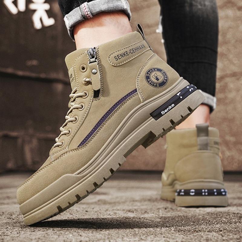 Men High Top Boots 2025 Autumn Outdoor Ankle Boots Comfortable Casual Male Ankle Boots Hiking Outdoor Sneakers Botas Para Hombre