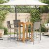 VidaXL Ensemble de bar de jardin 5 pcs gris bois massif acacia rotin, table et chaises de bar d'extérieur, ensemble de 3295277