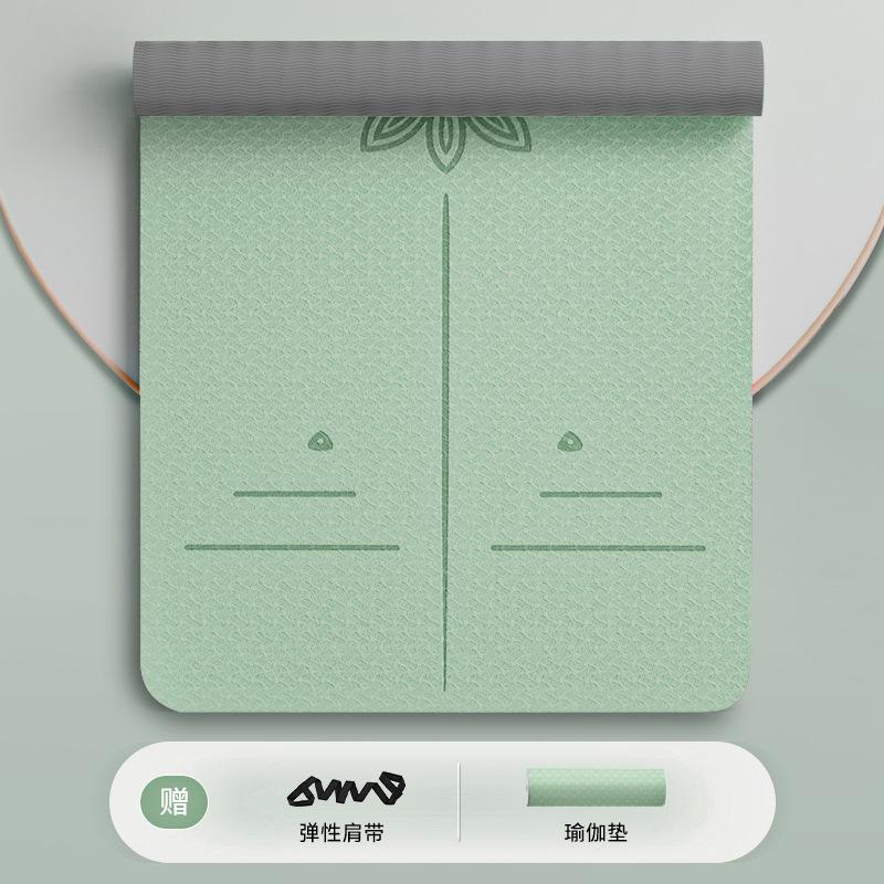 TPE Yogamatte für Damen mit Stoßabsorption, geräuschlos, rutschfest, verdickt für Heimtraining, Tanz und Fitness