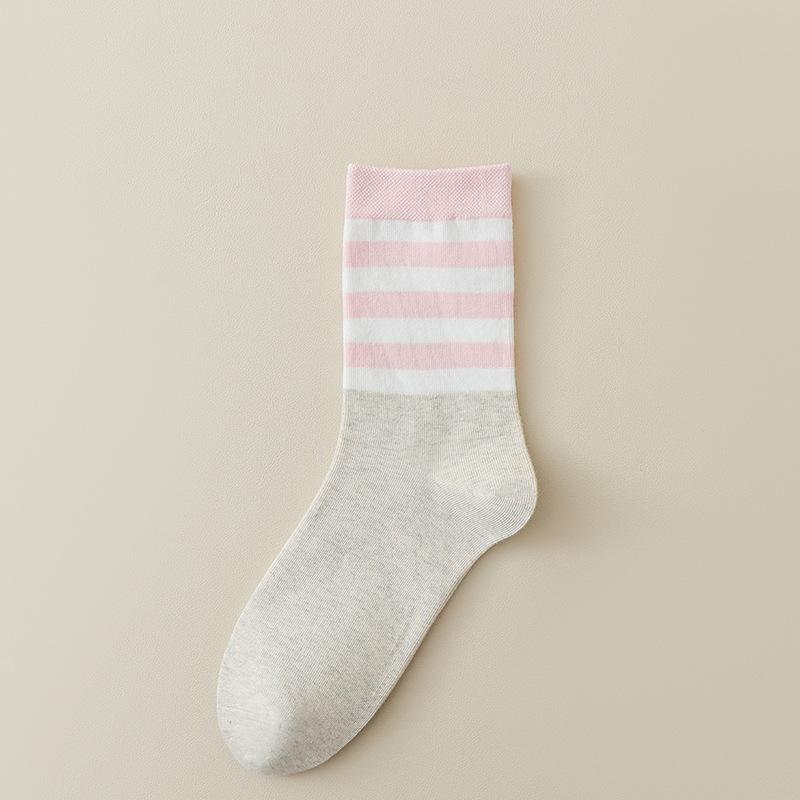 Female Autumn and Winter Three Bar Color Collision Student Movement Cotton College Wind Tube Socks