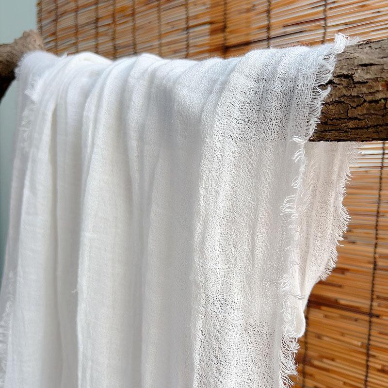 Popular Flax Plant Dyed White Scarf Summer Sunscreen Silk Silk Scarf Solid Color Cotton And Linen Shawl