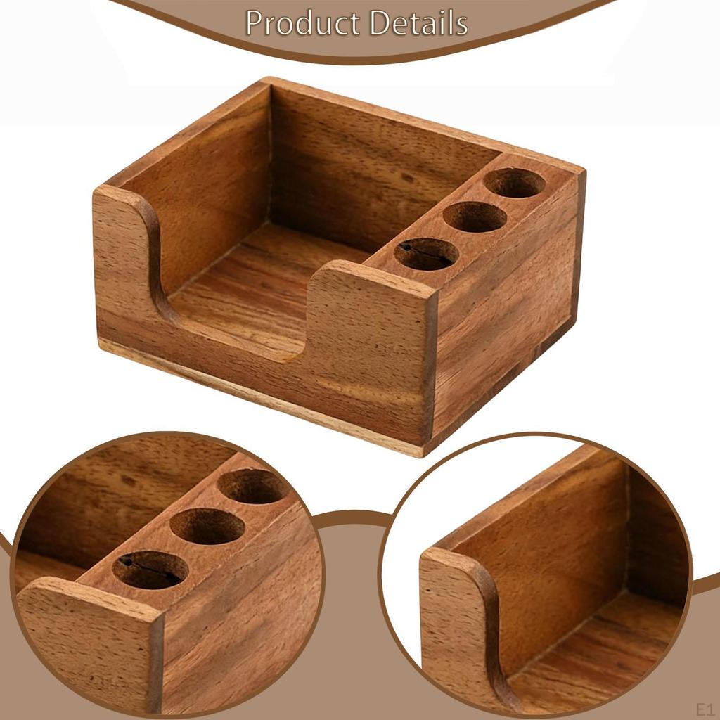 Wood Sticky Note Holder,3 x 3 inch Post It Dispenser Organizer for Office Desk Accessories