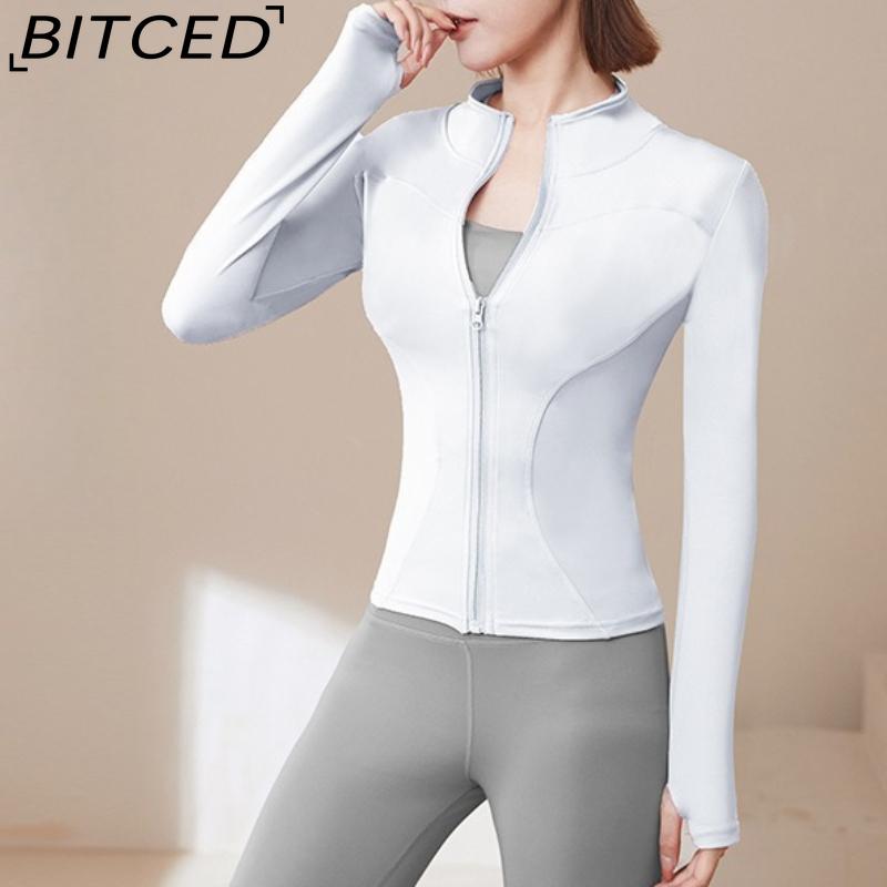 BITCED Summer Sun Protection Quick-Dry Sports Jacket Stand-Up Collar Stretch Slim-Fit Running & Fitness Top