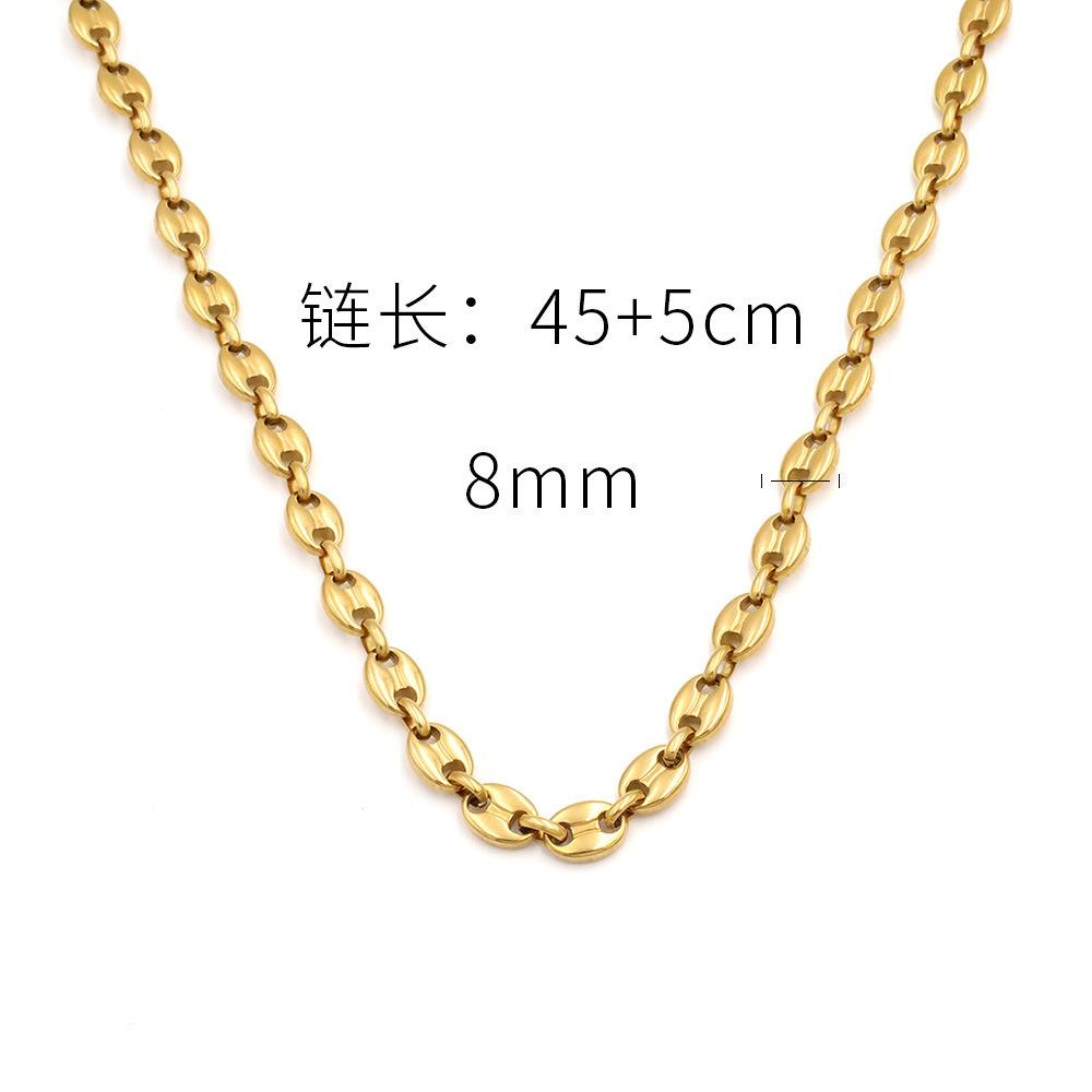 Wind Persönlichkeit Einfache Titanstahl Halskette 18K Gold Vakuum Beschichtet Kubanische Kette Schlangenknochen Kette