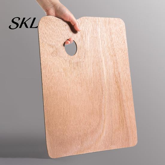 Oil Painting Palette Wooden Paint Palette, Square Oval Shaped Artist Tray with Natural Wood Art Thumb Hole for Acrylic Watercolor Paint, DIY