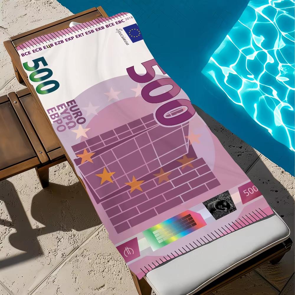 Euro 500 Banknote Beach Towel, Modern Quick Dry Soft Absorbent for Travel Gym Spa Shower Camping Pool Vacation Gift