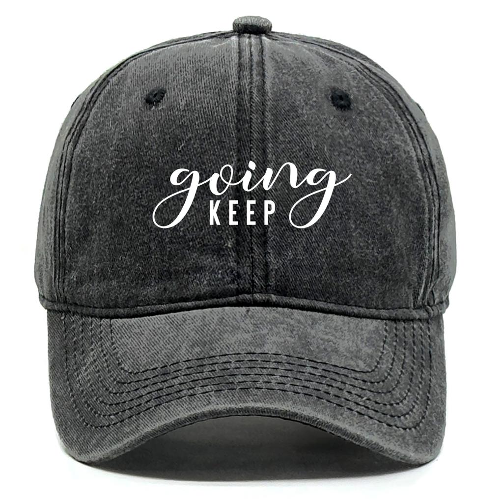 "keep going" Print Unisex Caps Cotton Cap For Man Leisure Washed Retro Adjustable Sun Hat Ideal Choice For Daily Wear