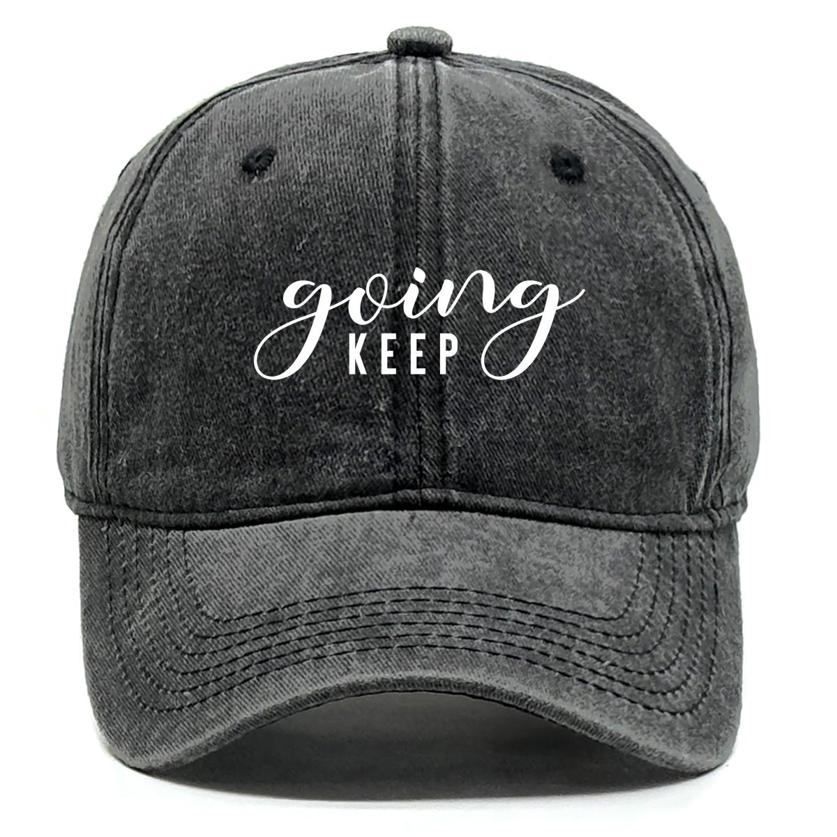 keep going  Print Unisex Caps Cotton Cap For Man Leisure Washed Retro Adjustable Sun Hat Ideal Choice For Daily Wear