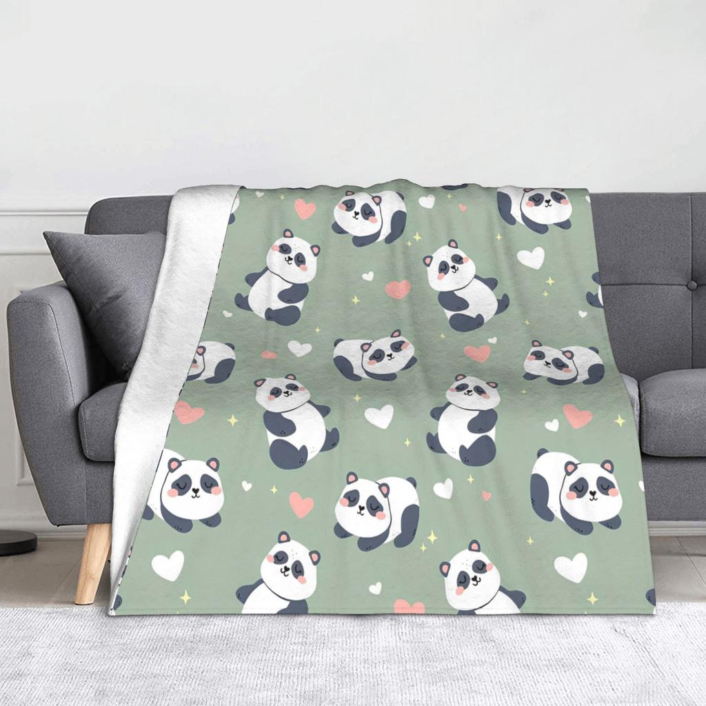 Panda Valentines Blankets Flannel Awesome Warm Throw Blanket for Home Decoration
