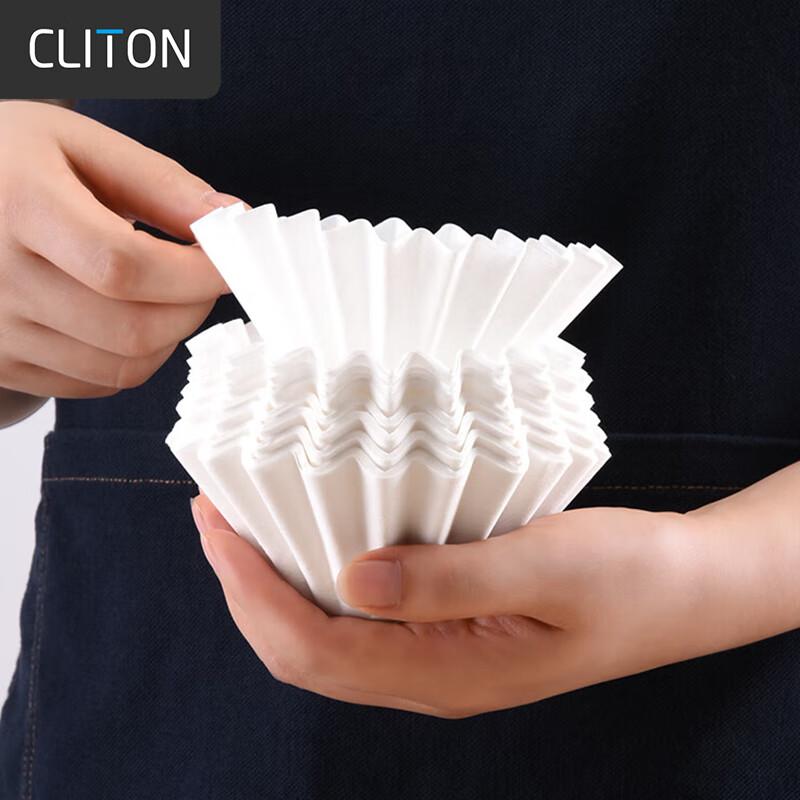 CLITON Coffee Filter Papers, Portable Drip-Style Pour-Over Coffee Filter Mesh, Cake Bowl-Shaped Filter Cup Paper, 50 Sheets
