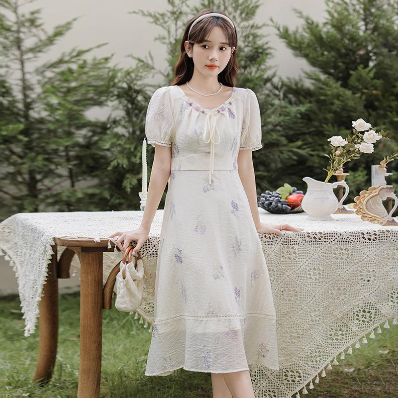Summer small skirt long dress sweet floral dress women
