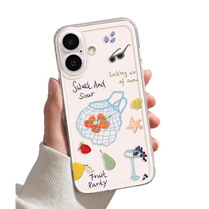 Apple 17 summer mobile phone case iphone17pormax fruit 17pro transparent 16 small fresh 15 all-inclusive women