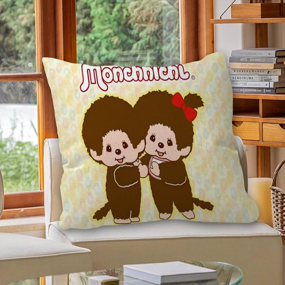 Popular Logo M-Monchhichi Fashion Decorative Room Aesthetics Pillow Case Home Decor Bedroom Sofa Bed Couch Pillow Cover 45x45