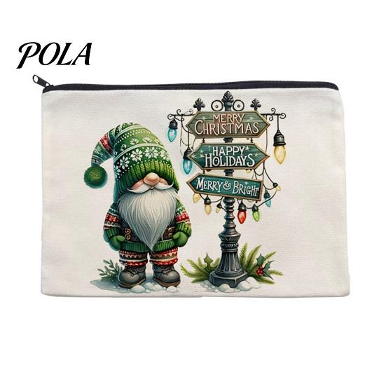 Stain-resistant Pouch Christmas Theme Makeup Bag, with Black Zipper, Wear-Resistant Toiletry Wear-resistant Fabric Bag Durable Canvas Storage