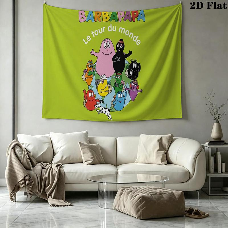 Barbapapa Wall Tapestry Aesthetic Wall Hanging Printed Fabric Blanket Decorative Tapestries for Bedroom Living Room Home Decor