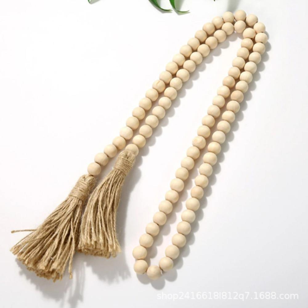 DIY Handmade Jewelry Accessories Log Color Wood Beads Hemp Rope Fringed String Home Decoration Pendant Handicraft Decoration
