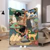 Cartoon Cats & Vibrant Tree Flannel Printed Blanket Suitable For All Seasons Suitable For Living Room Office Sofa And Travel