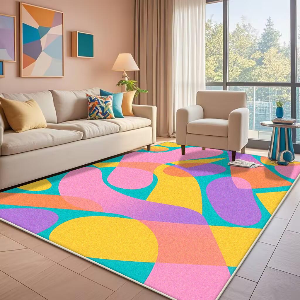 Abstract Color Living Room Carpet Modern Luxury Home Bedroom Bedside Mat Easy To Care Cloakroom Coffee Table Rug Tapis