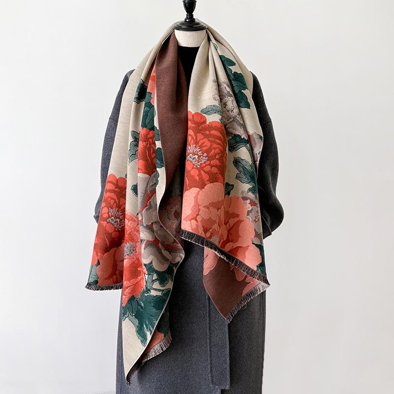2024 Latest Design Winter Two-Sided Jacquard Cashmere Scarves High Quality Women Thicken Wrap Shawl Ladies Wool Pashmina Scarf