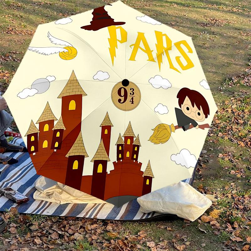 1PC Hogwarts Harry Potter Umbrella-8-Rib Reinforced, Automatic Open, Lightweight & Durable, Cute Fashion Accessory for Outdoor, D2658