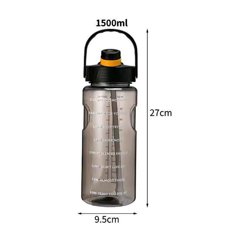 

1.5 L/2L/3L Bottled Large Capacity Sports Water Cup Leak-proof With Straw Plastic And Time Stamp For Home Outdoor Sports