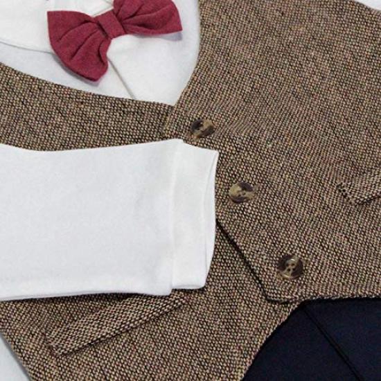 UNIMOR Formal Romper Long Sleeve with Bow Stylish for Baby Shrine and Photo Shoots Size Boys' Coverall, Gentleman-Style Tie, Showers, Weddings,