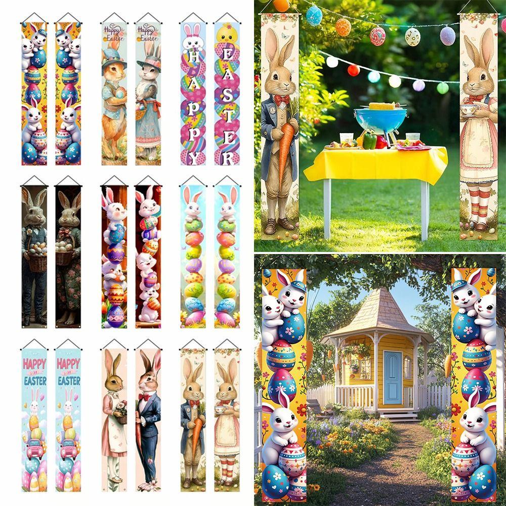 Polyester Happy Easter Couplet Vibrant Easter Door Decoration Easter Door Banners  Festive Home