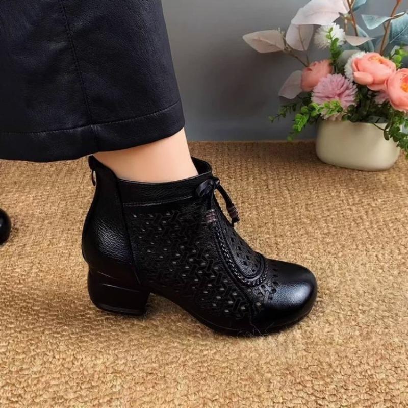 

New Style Women s Sandals - Vintage Open-toe Thick High-heeled Shoes - High-top Shoes 35 чёрный