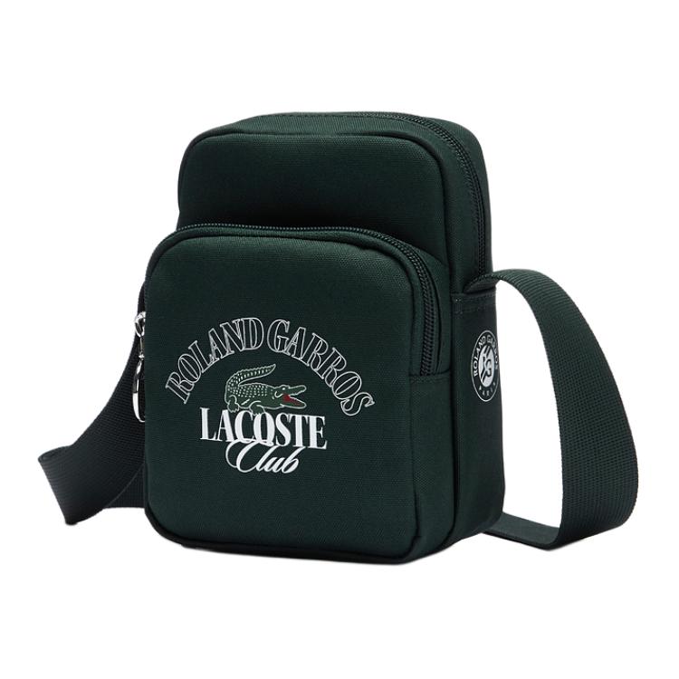 Lacoste Fashion Trend Print Fabric Camera Bag Men Shoulder Bag Dark-Green NH4629RG-N47