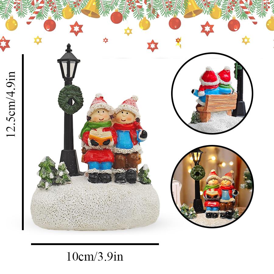 Cute christmas statue with led lights, christmas country scene table decoration, cute interior christmas decoration, gifts